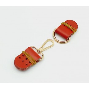 Çanta Aksesuar Gerçek Deri Kanatlı Kancalı Kilit Kırmızı Light Gold Metalli