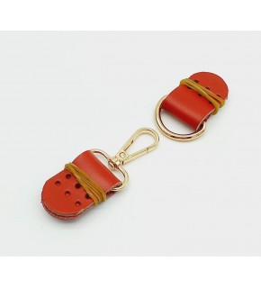 Çanta Aksesuar Gerçek Deri Kanatlı Kancalı Kilit Kırmızı Light Gold Metalli