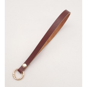 Çanta Aksesuar Gerçek Deri Kızıl Kahve Halkalı Elcik Light Gold Metalli