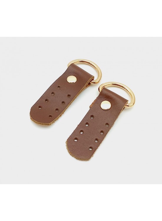 Çanta Aksesuar Gerçek Deri Kızıl Kahve Sapucu (Böce) Light Gold Metalli