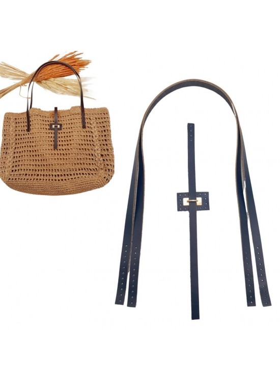 Çanta Aksesuar Gerçek Deri Köprü Kilitli Çanta Seti Lacivert Renk Light Gold Metalli