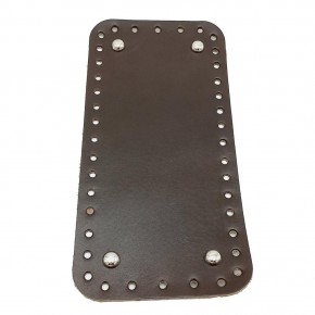 Çanta Aksesuar Gerçek Deri Koyu Kahve 25X12 cm Dikdörtgen Gümüş Metalli Çanta Tabanı