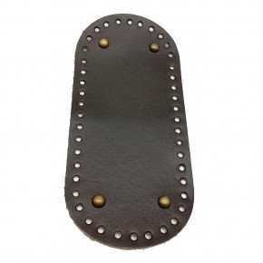 Çanta Aksesuar Gerçek Deri Koyu Kahve 25X12 cm Oval Antik Metalli Çanta Tabanı