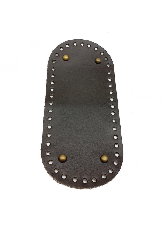 Çanta Aksesuar Gerçek Deri Koyu Kahve 25X12 cm Oval Antik Metalli Çanta Tabanı