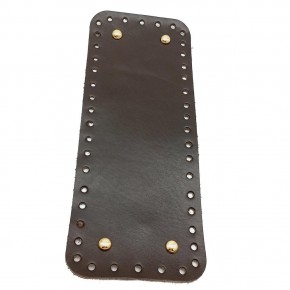 Çanta Aksesuar Gerçek Deri Koyu Kahve 30X12 cm Dikdörtgen Light Gold Metalli Çanta Tabanı