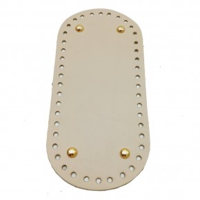 Çanta Aksesuar Gerçek Deri Krem 25X12 cm Oval Light Gold Metalli Çanta Tabanı