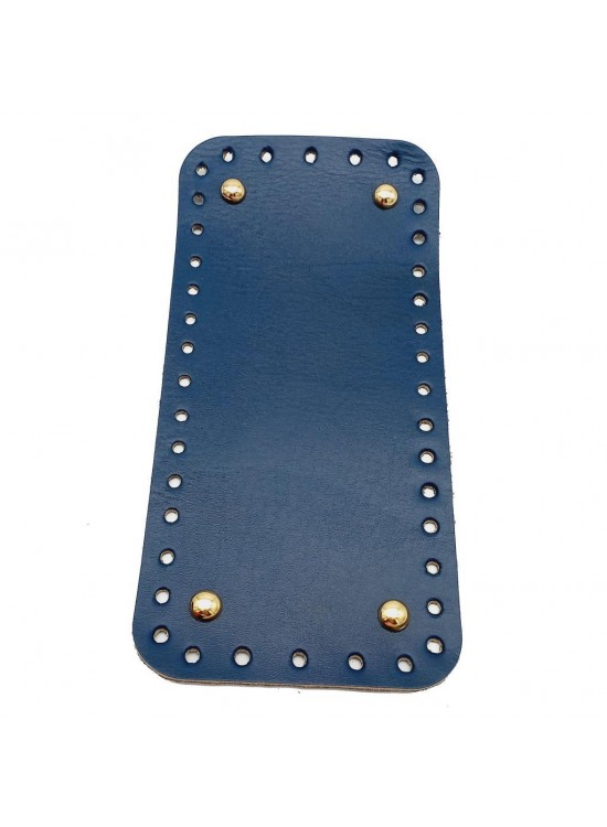 Çanta Aksesuar Gerçek Deri Lacivert 25X12 cm Dikdörtgen Light Gold Metalli Çanta Tabanı