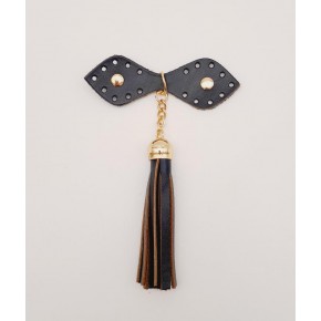 Çanta Aksesuar Gerçek Deri Lacivert Cluch Püskül Light Gold Metalli