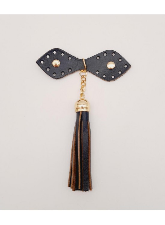 Çanta Aksesuar Gerçek Deri Lacivert Cluch Püskül Light Gold Metalli