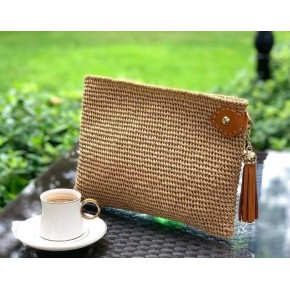 Çanta Aksesuar Gerçek Deri Lacivert Cluch Püskül Light Gold Metalli