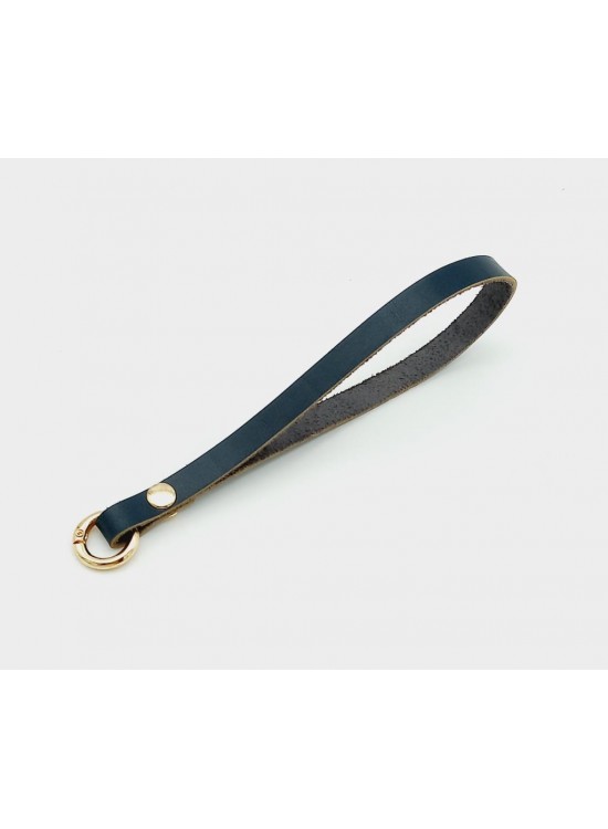 Çanta Aksesuar Gerçek Deri Lacivert Renk Halkalı Elcik Light Gold Metalli