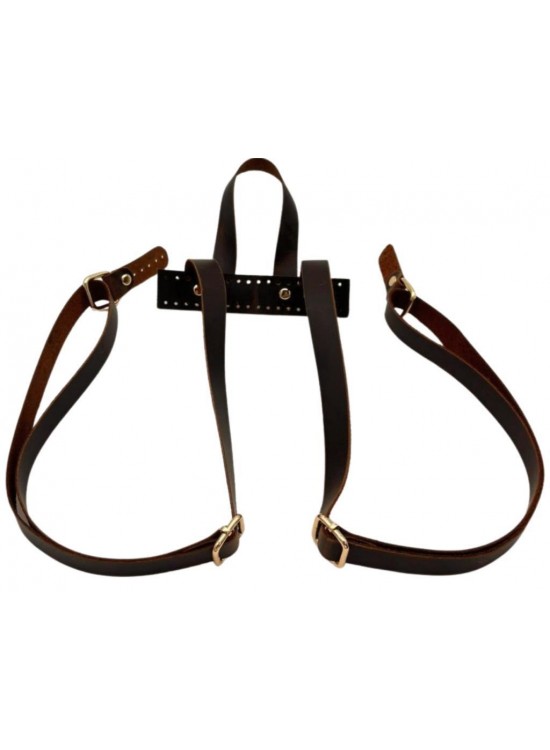 Çanta Aksesuar Gerçek Deri Sırt Çanta Sapı Crazy Oil Kahve  Light Gold Metalli