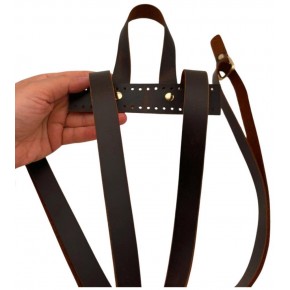 Çanta Aksesuar Gerçek Deri Sırt Çanta Sapı Crazy Oil Kahve  Light Gold Metalli