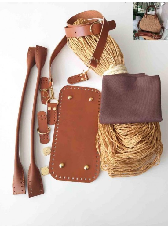 Çanta Aksesuar Gerçek Deri Sitil Model Örgü Çanta Seti