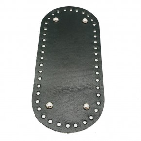 Çanta Aksesuar Gerçek Deri Siyah 25X12 cm Oval Gümüş Metalli Çanta Tabanı