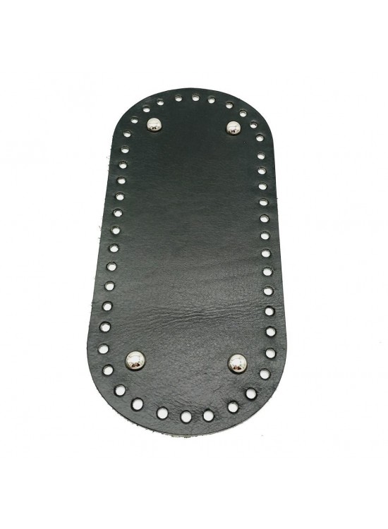 Çanta Aksesuar Gerçek Deri Siyah 25X12 cm Oval Gümüş Metalli Çanta Tabanı