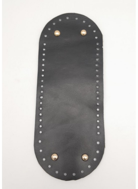 Çanta Aksesuar Gerçek Deri Siyah 30X12 cm Oval Light Gold Metalli Çanta Tabanı