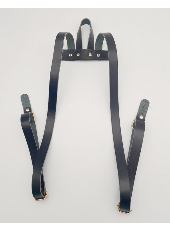 Çanta Aksesuar Gerçek Deri Siyah Sırt Çanta Sapı Light Gold Metalli