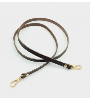 Çanta Aksesuar Gerçek Deri Spagetti Model Kahverengi Light Gold Metal Çanta Sapı