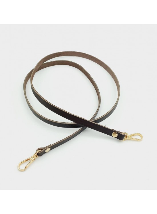 Çanta Aksesuar Gerçek Deri Spagetti Model Kahverengi Light Gold Metal Çanta Sapı