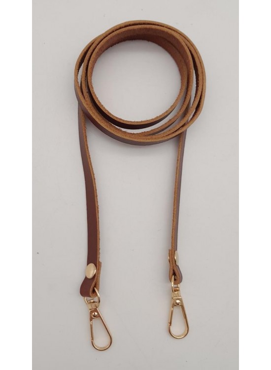 Çanta Aksesuar Gerçek Deri Spagetti Model Kızıl Kahve Light Gold Metal Çanta Sapı