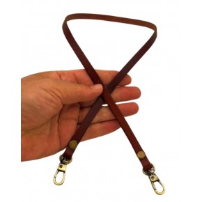 Çanta Aksesuar Gerçek Deri Spagetti Model Kızıl Kahve Renk 65 cm Çanta Sapı Antik Metalli