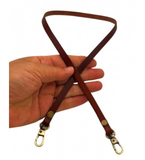 Çanta Aksesuar Gerçek Deri Spagetti Model Kızıl Kahve Renk 65 cm Çanta Sapı Antik Metalli