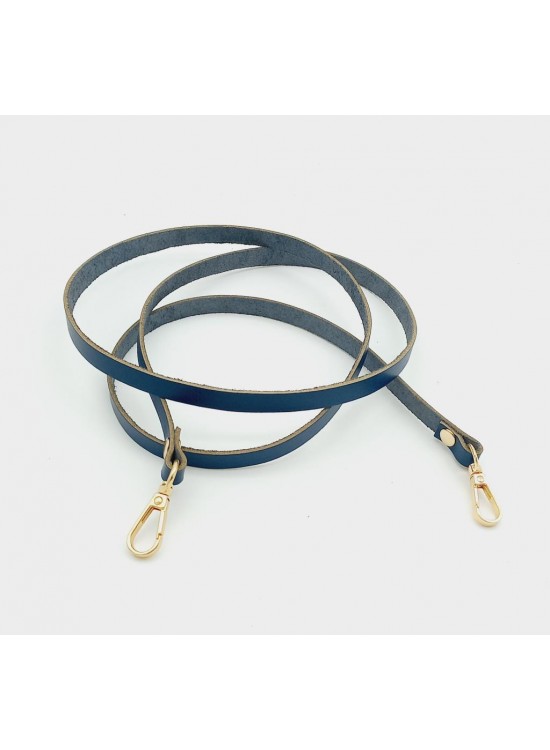 Çanta Aksesuar Gerçek Deri Spagetti Model Lacivert Light Gold Metal Çanta Sapı