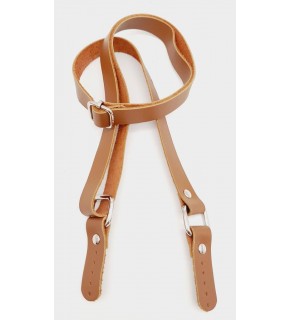 Çanta Aksesuar Gerçek Deri Sütlü Kahve 2x130 cm Sürgütlü Ayarlanabilir Çanta Sapı Gümüş Metalli