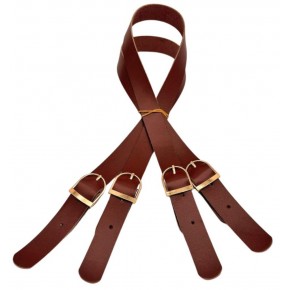 Çanta Aksesuar Gerçek Deri Tokalı Model Çanta Sapı Kızıl Kahve  Renk Light Gold Metalli