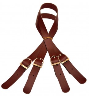 Çanta Aksesuar Gerçek Deri Tokalı Model Çanta Sapı Kızıl Kahve  Renk Light Gold Metalli