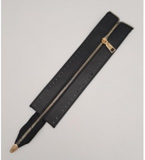 Çanta Aksesuar Gerçek Derili 28 Cm Siyah Renk Fermuar Light Gold Metalli