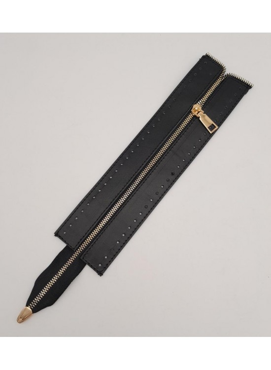 Çanta Aksesuar Gerçek Derili 28 Cm Siyah Renk Fermuar Light Gold Metalli