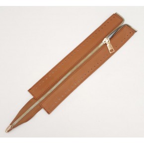 Çanta Aksesuar Gerçek Derili 28 Cm Taba Renk Fermuar Light Gold Metalli