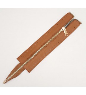 Çanta Aksesuar Gerçek Derili 28 Cm Taba Renk Fermuar Light Gold Metalli
