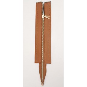 Çanta Aksesuar Gerçek Derili 28 Cm Taba Renk Fermuar Light Gold Metalli