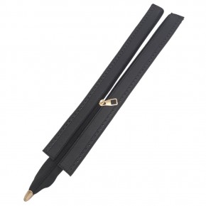 Çanta Aksesuar Gerçek Derili 40 cm Siyah Renk Fermuar Light Gold Metalli