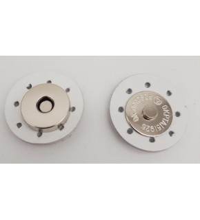 Çanta Aksesuar Gerçek Derili Mıknatıslı Çıtçıt Beyaz Gümüş Metalli