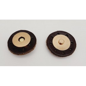 Çanta Aksesuar Gerçek Derili Mıknatıslı Çıtçıt Kahverengi Light Gold Metalli