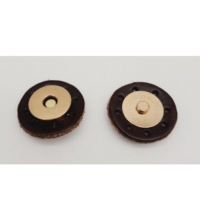 Çanta Aksesuar Gerçek Derili Mıknatıslı Çıtçıt Kahverengi Light Gold Metalli