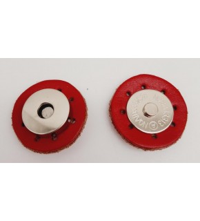 Çanta Aksesuar Gerçek Derili Mıknatıslı Çıtçıt Kırmızı Gümüş Metalli