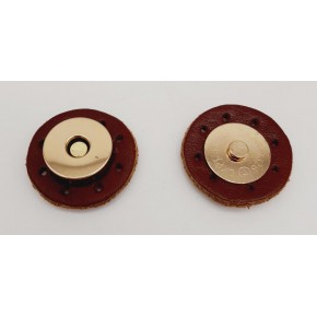 Çanta Aksesuar Gerçek Derili Mıknatıslı Çıtçıt Kızıl Kahve Light Gold Metalli