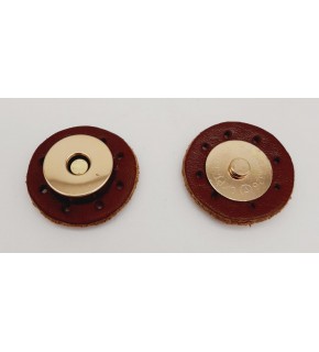 Çanta Aksesuar Gerçek Derili Mıknatıslı Çıtçıt Kızıl Kahve Light Gold Metalli