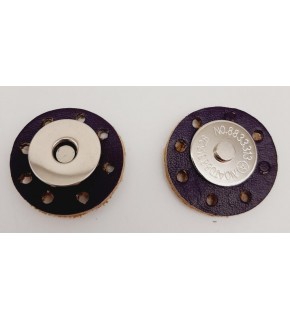 Çanta Aksesuar Gerçek Derili Mıknatıslı Çıtçıt Mor Gümüş Metalli