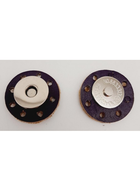 Çanta Aksesuar Gerçek Derili Mıknatıslı Çıtçıt Mor Gümüş Metalli