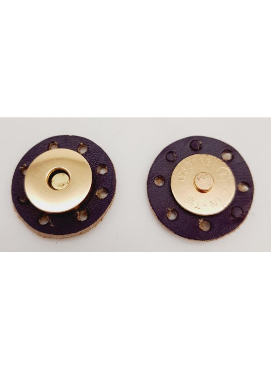 Çanta Aksesuar Gerçek Derili Mıknatıslı Çıtçıt Mor Light Gold Metalli