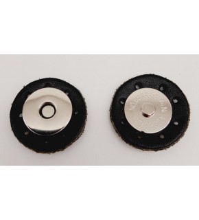 Çanta Aksesuar Gerçek Derili Mıknatıslı Çıtçıt Siyah Gümüş Metalli