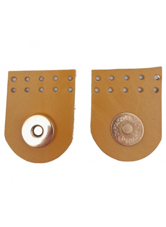 Çanta Aksesuar Gerçek Derili Tek Dikim Mıknatıslı Çıtçıt Hardal Renk Light Gold Metalli