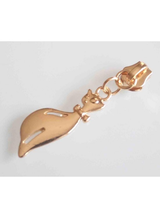 Çanta Aksesuar Gold Fermuar Başı Kedili