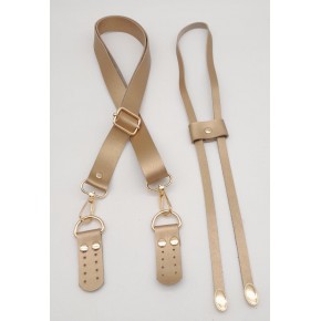 Çanta Aksesuar Gold Renk Suni Deri 120X2.4 Cm Ayarlı Çanta Saplı Büzgülü Set Light Gold Metal